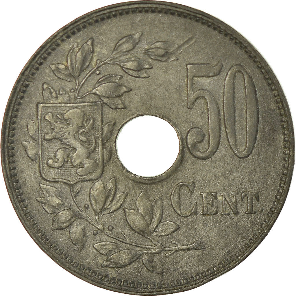 Coin, Belgium, 50 Centimes, 1918, EF(40-45), Zinc, KM:83