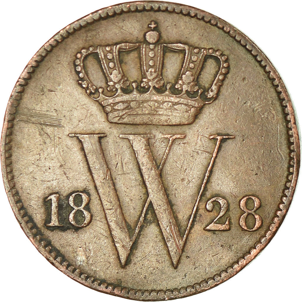 Moeda, Países Baixos, William I, Cent, 1828, Brussels, EF(40-45), Cobre, KM:47