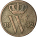 Coin, Netherlands, William I, 1/2 Cent, 1832, Brussels, VF(30-35), Copper, KM:51