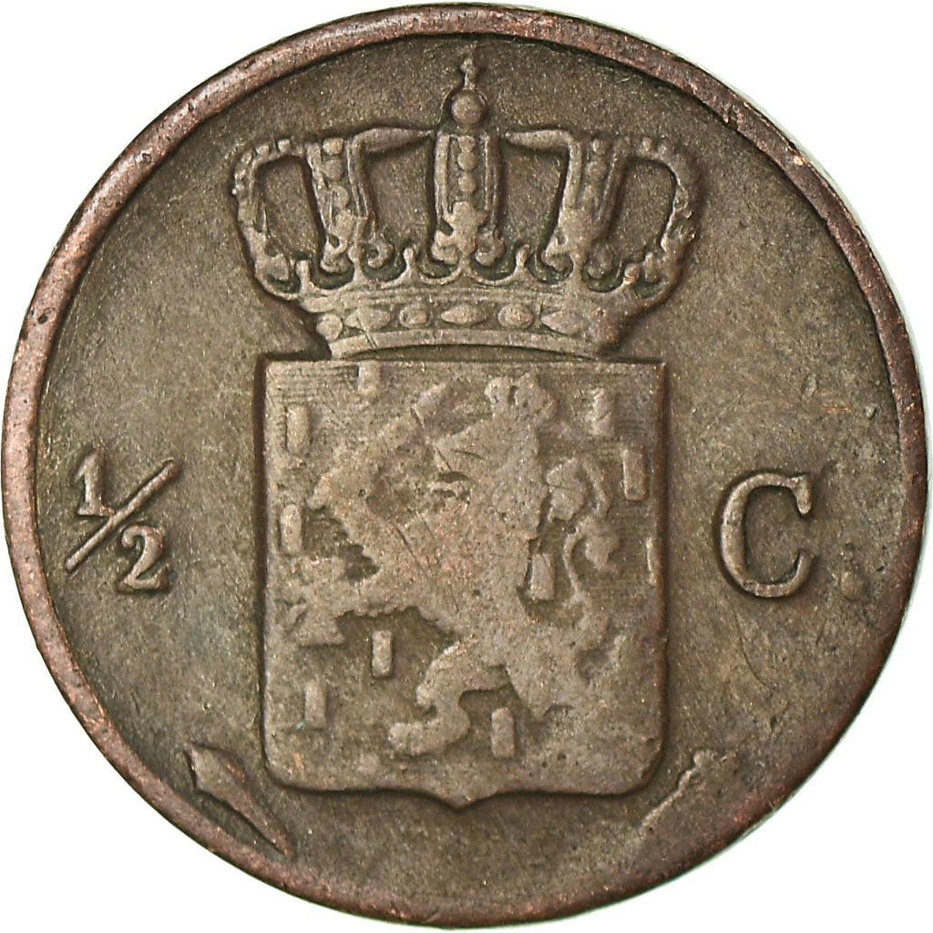 Coin, Netherlands, William I, 1/2 Cent, 1832, Brussels, VF(30-35), Copper, KM:51