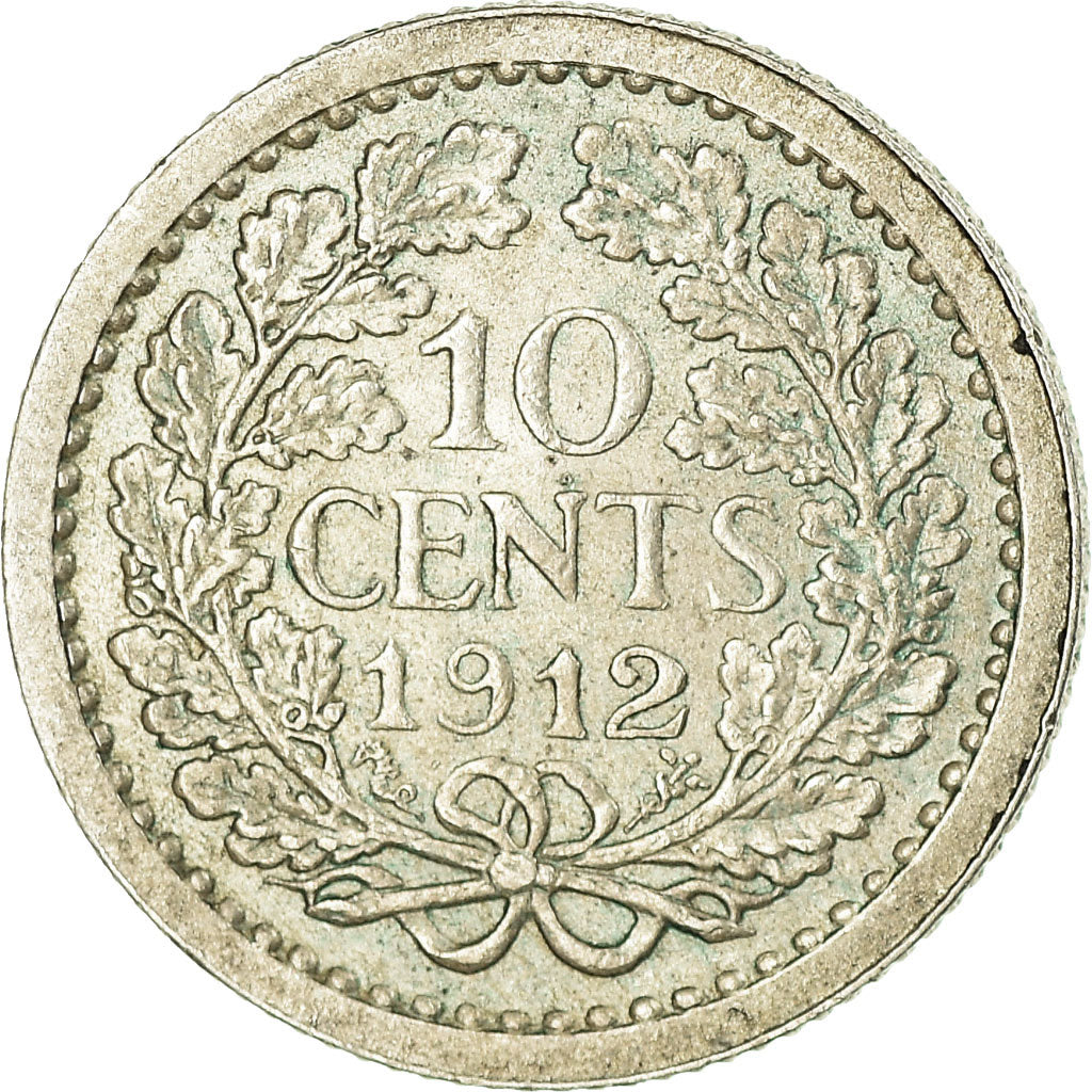 Coin, Netherlands, Wilhelmina I, 10 Cents, 1912, AU(55-58), Silver, KM:145