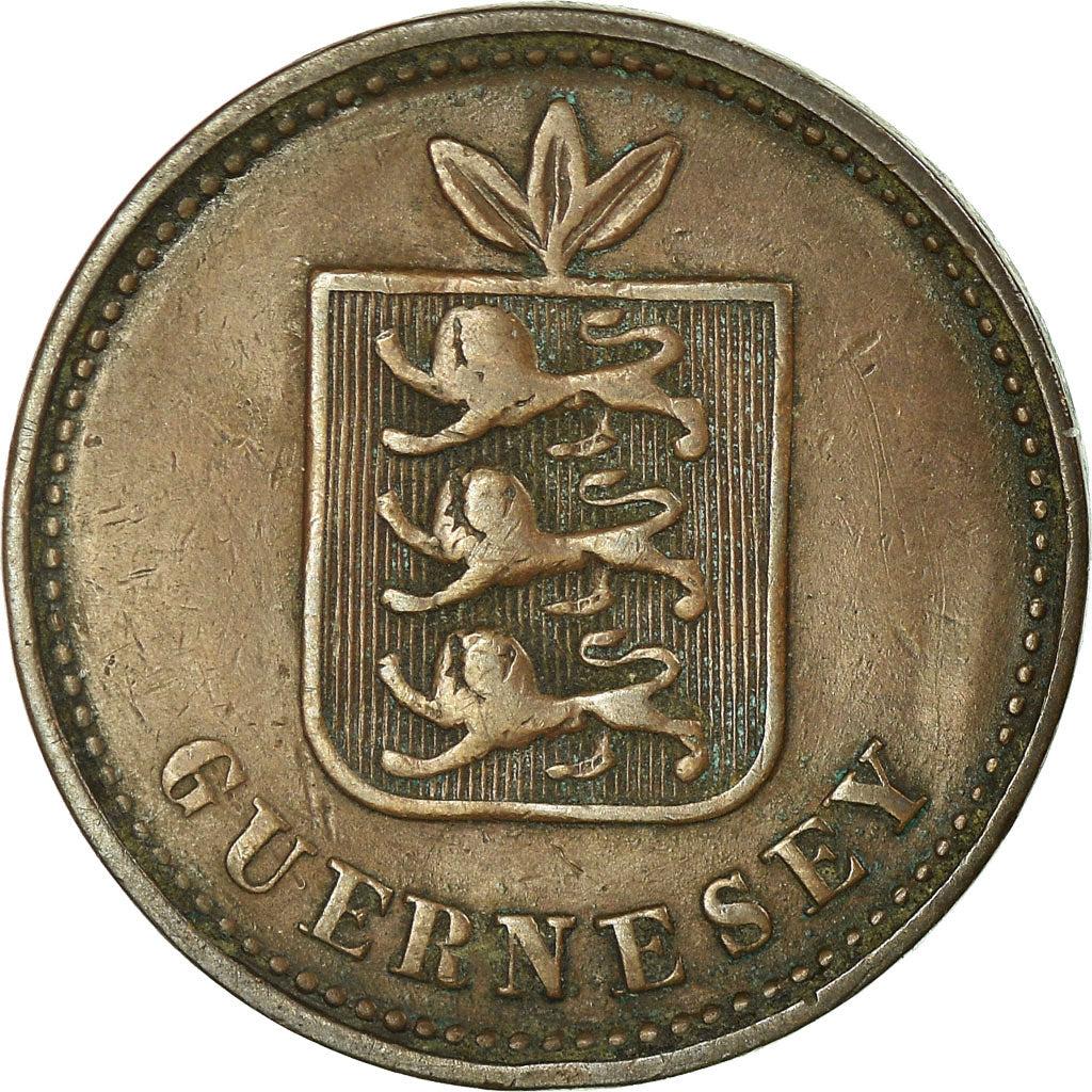 Coin, Guernsey, 2 Doubles, 1868, Heaton, VF(30-35), Bronze, KM:9