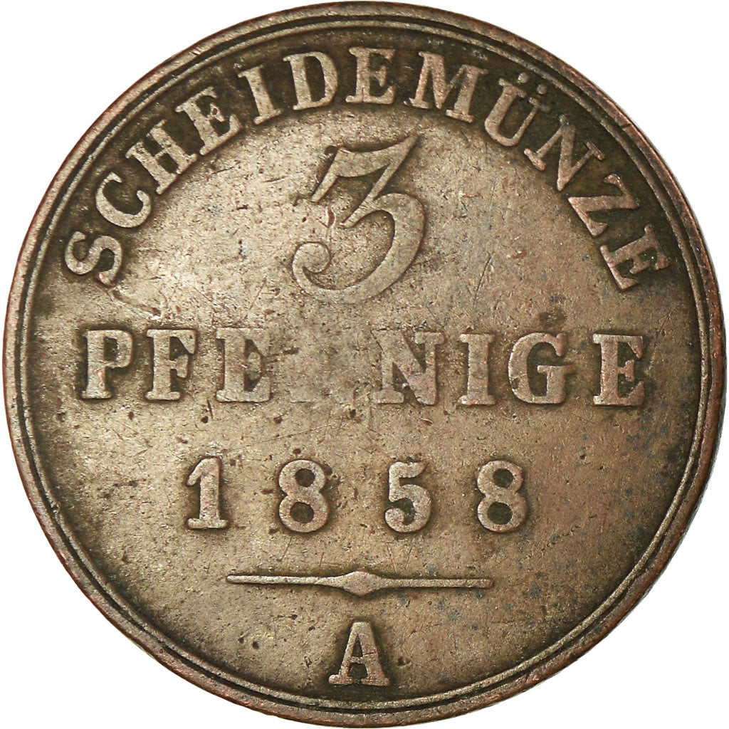 Coin, German States, SCHAUMBURG-LIPPE, Georg Wilhelm, 3 Pfennig, 1858