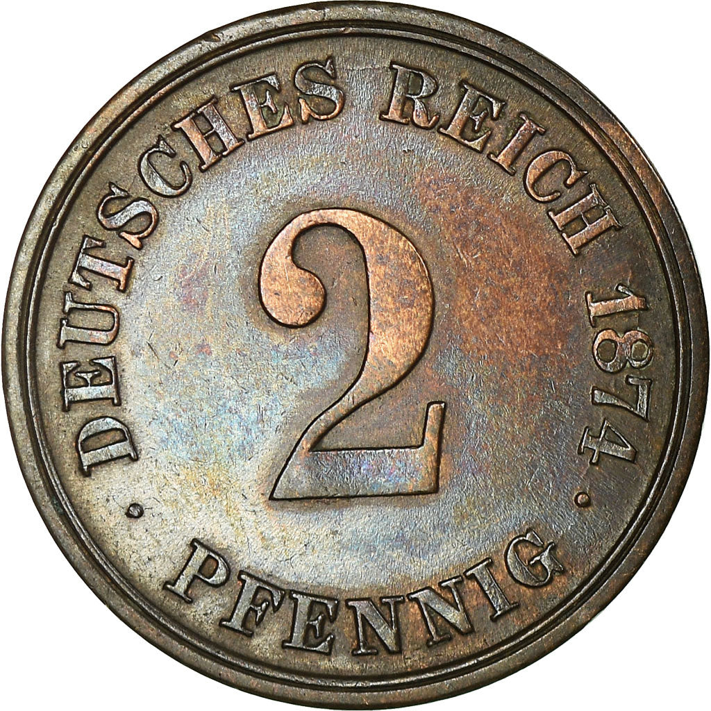 Münze, GERMANY - EMPIRE, Wilhelm I, 2 Pfennig, 1874, Muldenhütten, SS, Kupfer