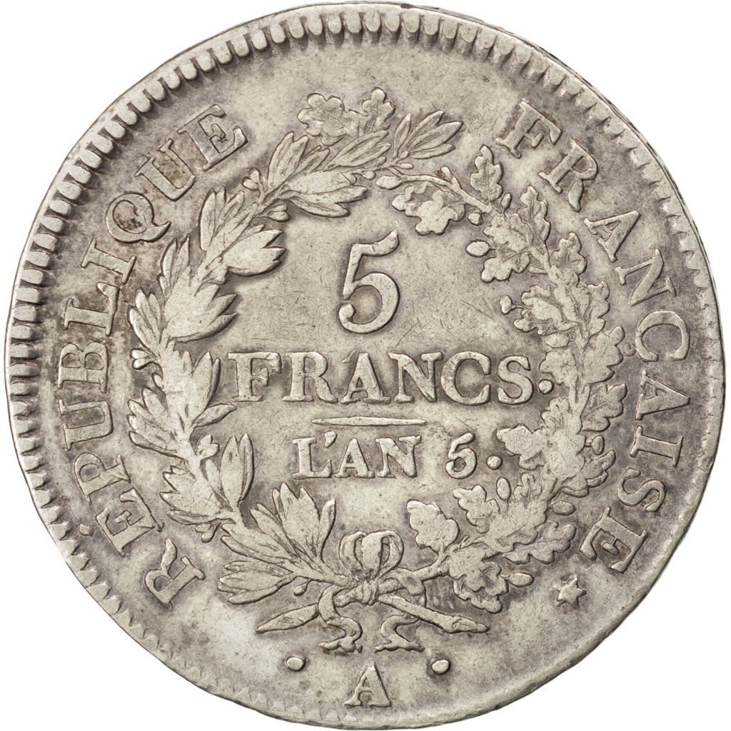 Directoire, 5 Francs Union et Force, An 5 A, KM 639.1
