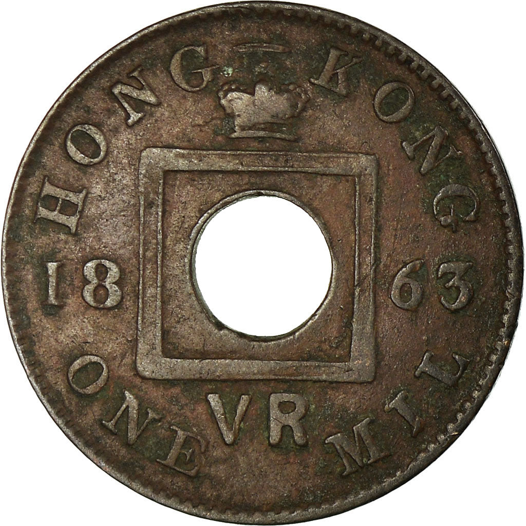 Coin, Hong Kong, Victoria, Mil, 1863, EF(40-45), Bronze, KM:1
