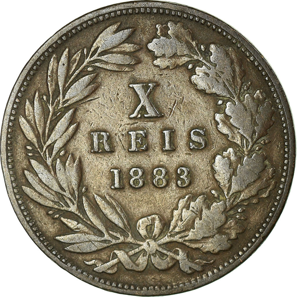 Monnaie, Portugal, Luiz I, 10 Reis, 1883, TB+, Bronze, KM:526