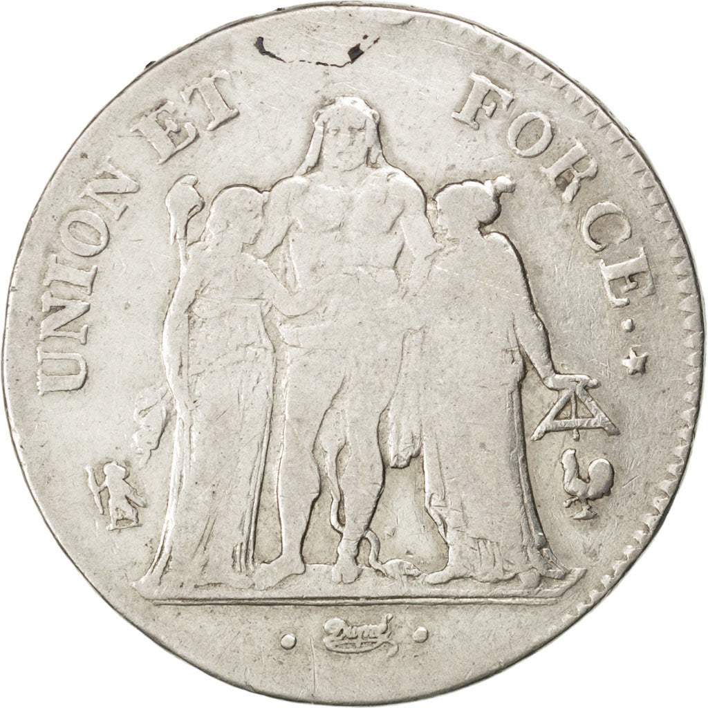 Directoire, 5 Francs Union et Force, An 6 A, KM 639.1