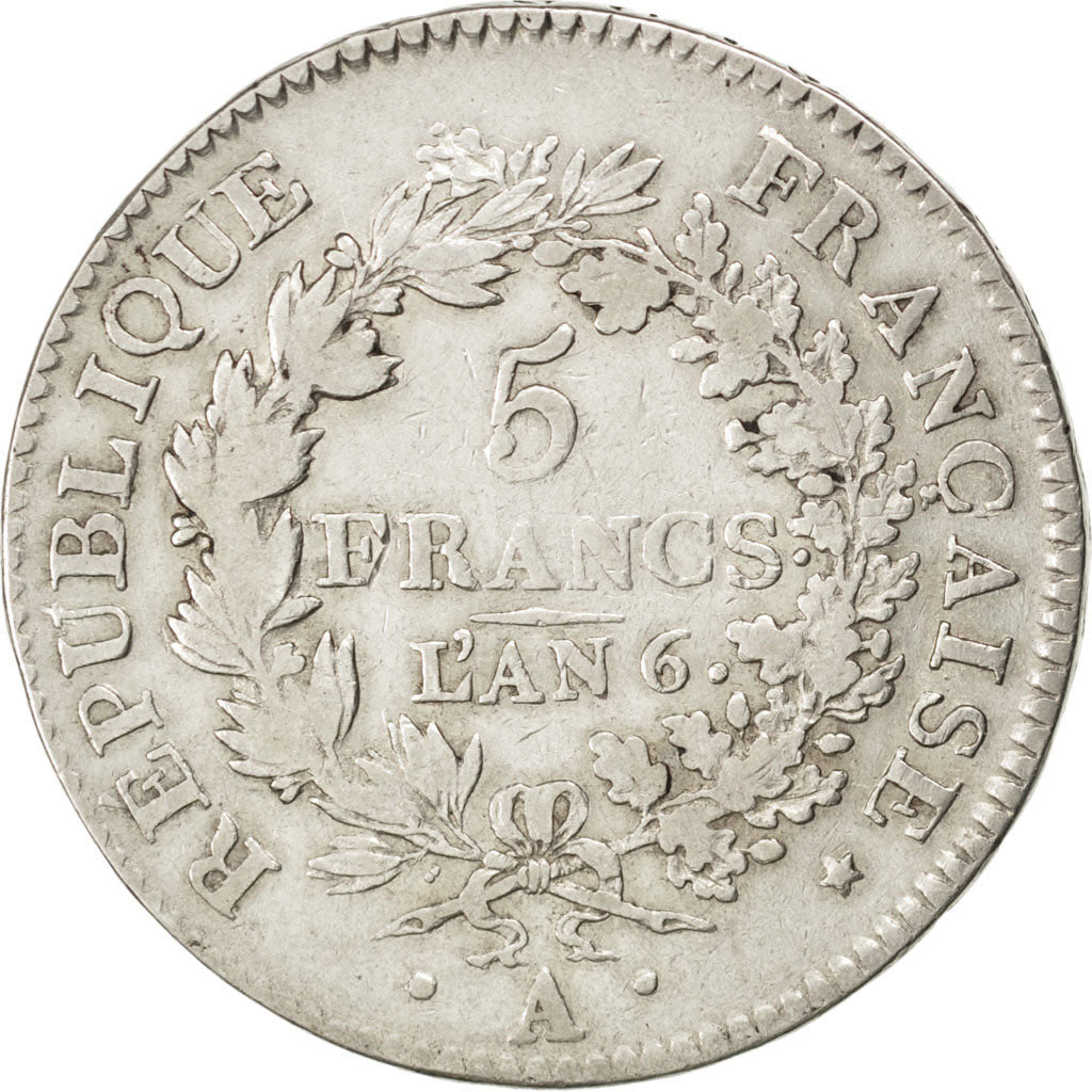 Directoire, 5 Francs Union et Force, An 6 A, KM 639.1