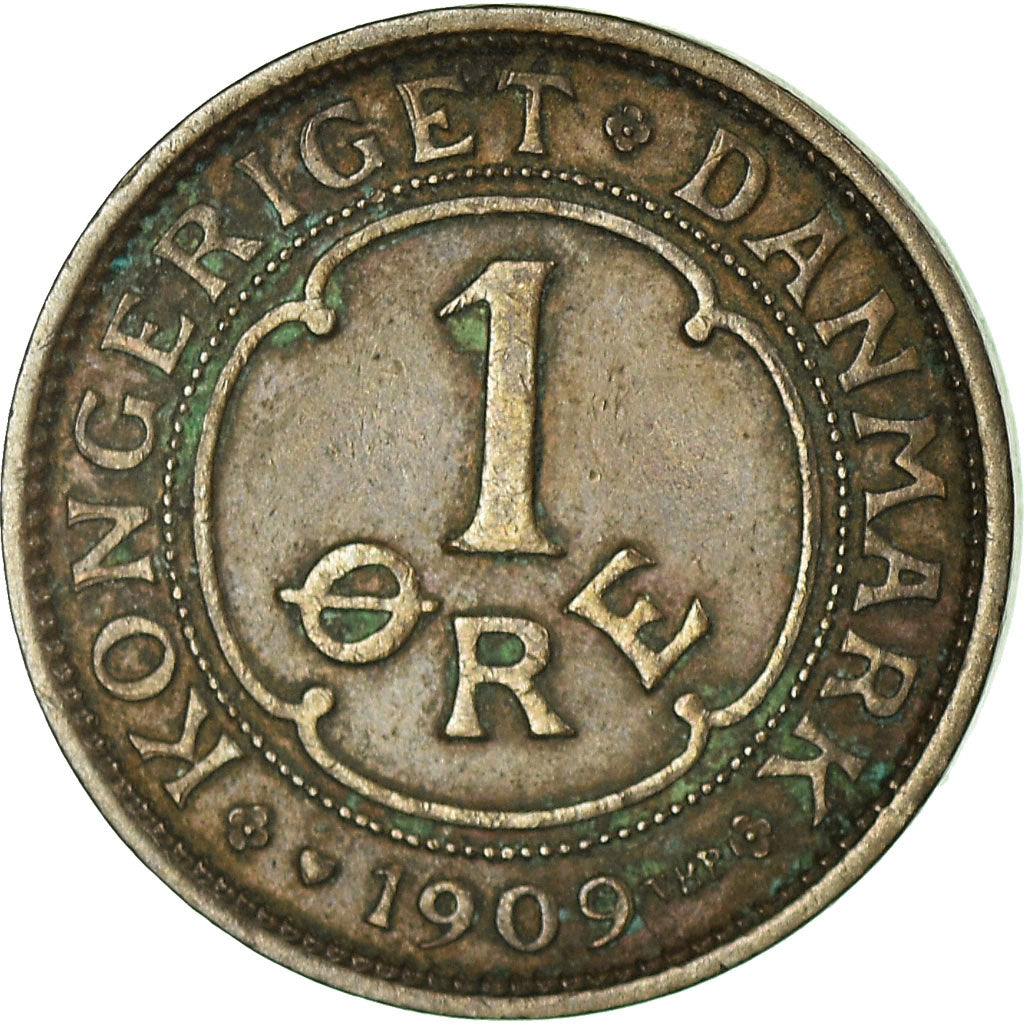 Moneda, Dinamarca, Frederik VIII, Ore, 1909, Copenhagen, MBC, Bronce, KM:804