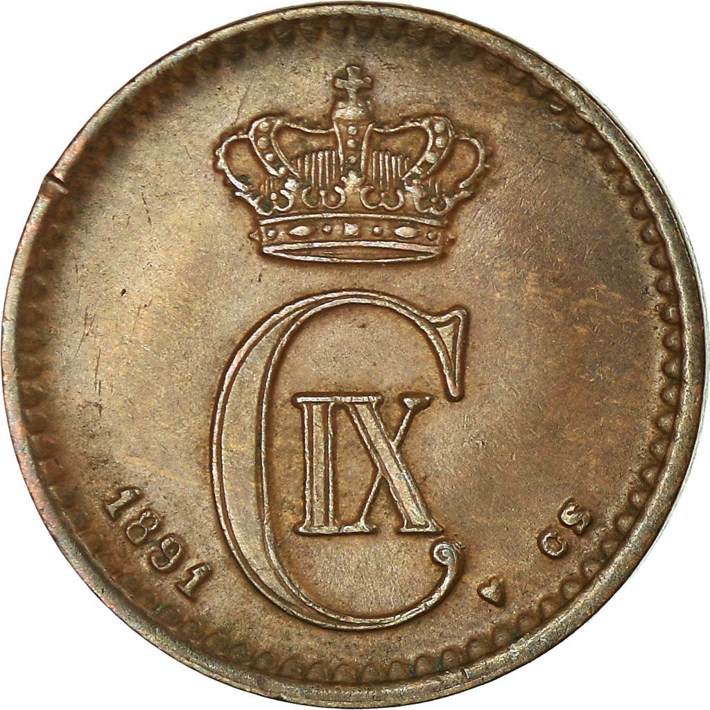 Coin, Denmark, Christian IX, Ore, 1891, Copenhagen, EF(40-45), Bronze, KM:792.1