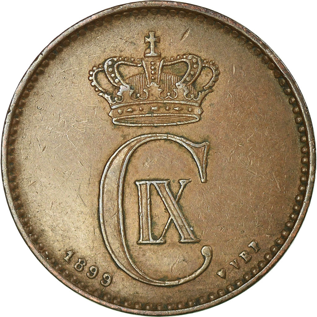 Münze, Dänemark, Christian IX, 2 Öre, 1899, Copenhagen, SS, Bronze, KM:793.2