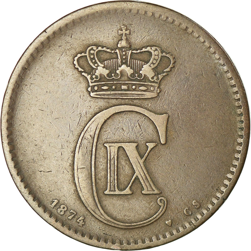 Monnaie, Danemark, Christian IX, 5 Öre, 1874, Copenhagen, TB+, Bronze, KM:794.1