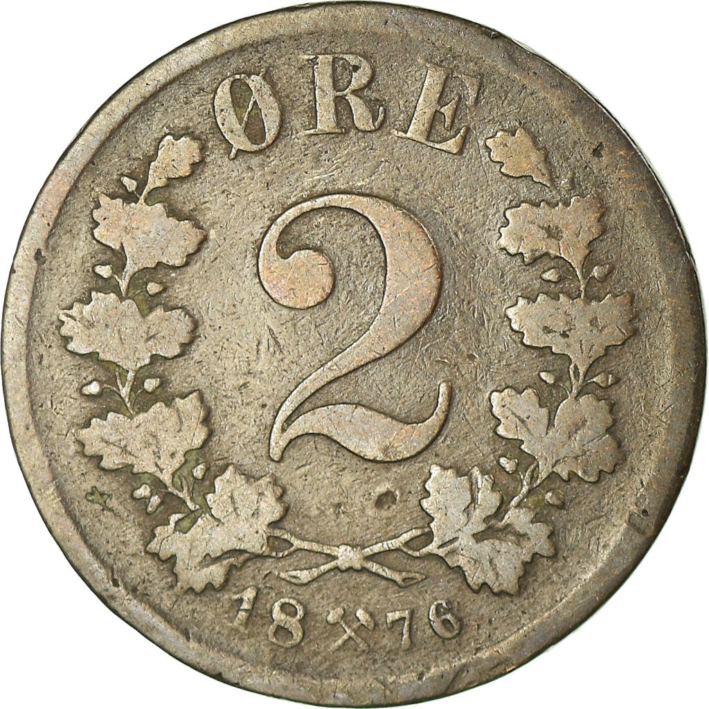 Moeda, Noruega, 2 Öre, 1876, VF(30-35), Bronze, KM:353