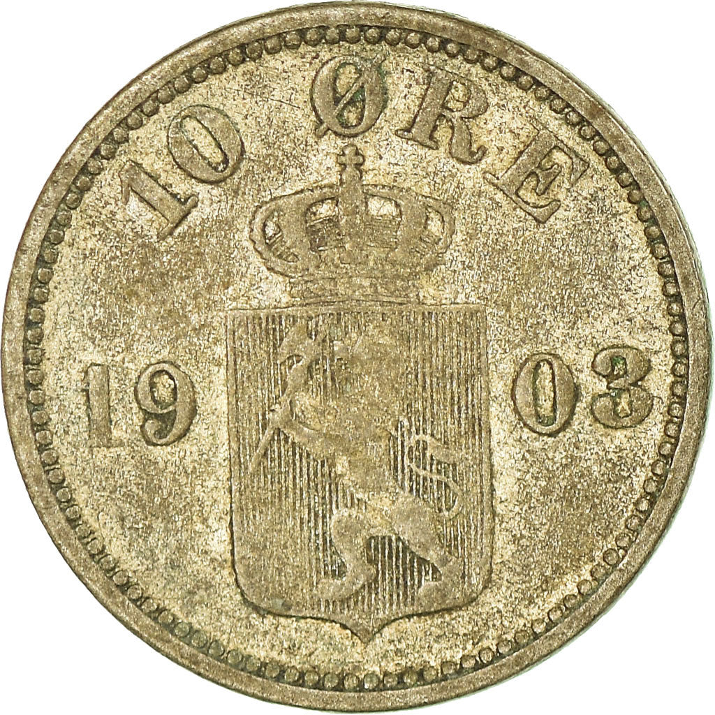 Coin, Norway, Oscar II, 10 Öre, 1903, VF(30-35), Silver, KM:350