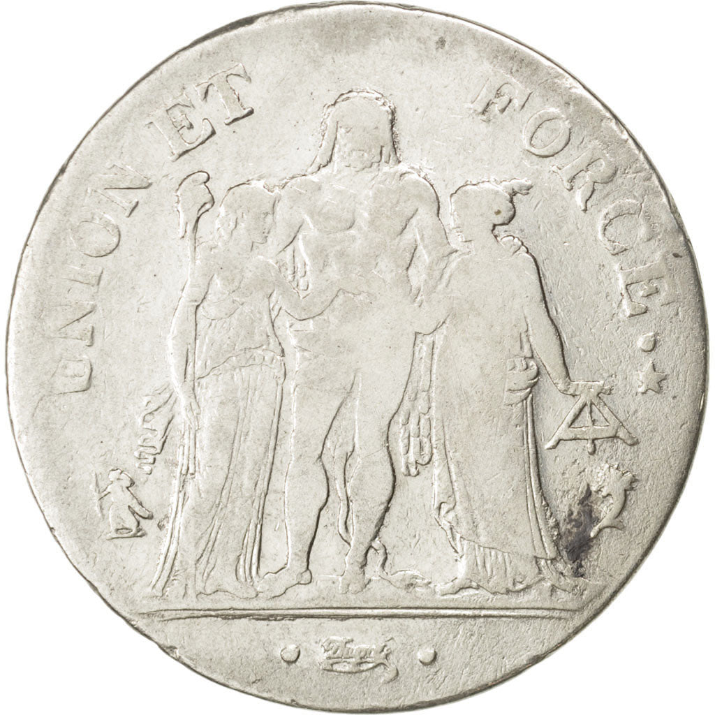 Directoire, 5 Francs Union et Force, An 5 A, KM 639.1