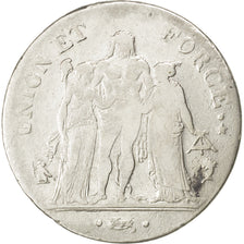 Directoire, 5 Francs Union et Force, An 5 A, KM 639.1
