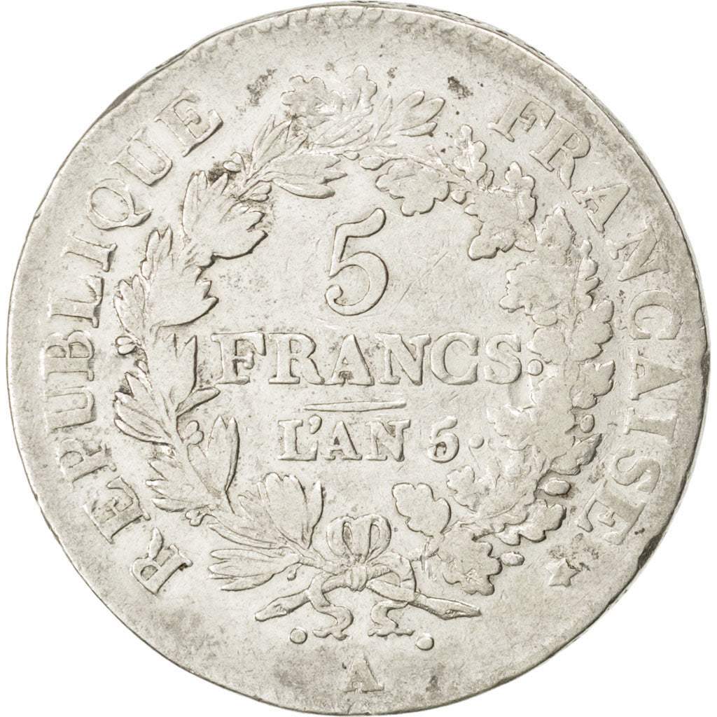 Directoire, 5 Francs Union et Force, An 5 A, KM 639.1