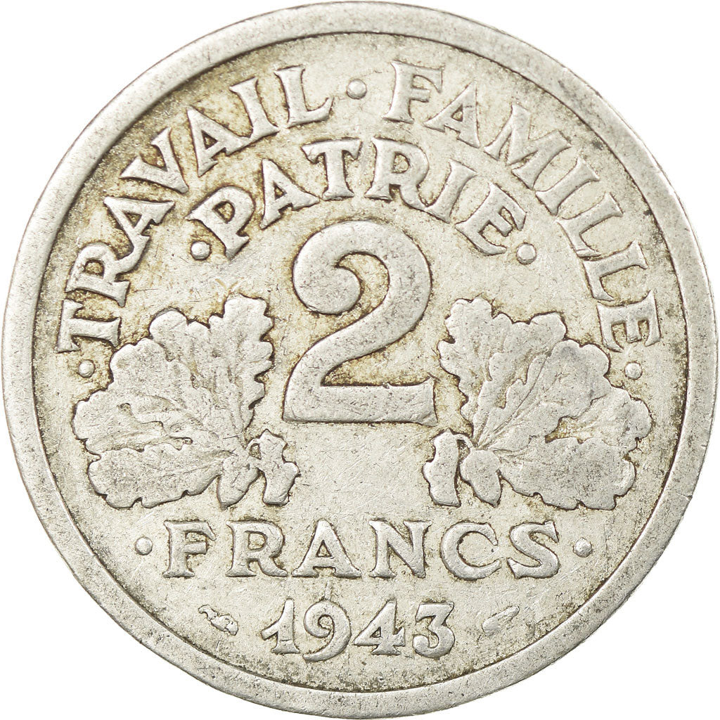Coin, France, Bazor, 2 Francs, 1943, Beaumont - Le Roger, VF(20-25), Aluminum