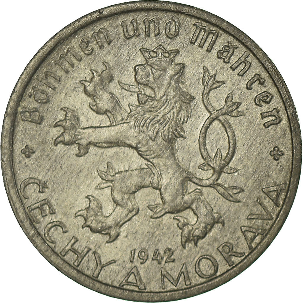Coin, BOHEMIA & MORAVIA, 20 Haleru, 1942, EF(40-45), Zinc, KM:2