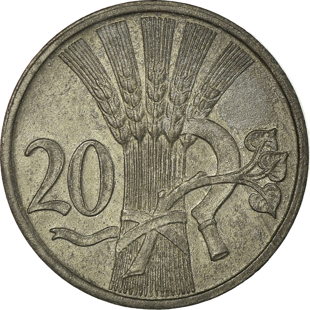 Coin, BOHEMIA & MORAVIA, 20 Haleru, 1942, EF(40-45), Zinc, KM:2