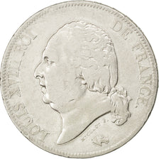 FRANCE, Louis XVIII, 5 Francs, 1816, Rouen, KM #711.2, VF(30-35), Silver,...