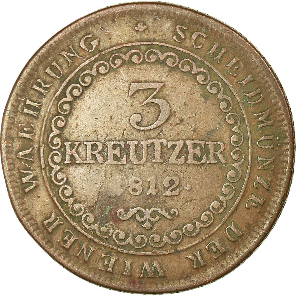 Monnaie, Autriche, Franz II (I), 3 Kreuzer, 1812, TB+, Cuivre, KM:2116