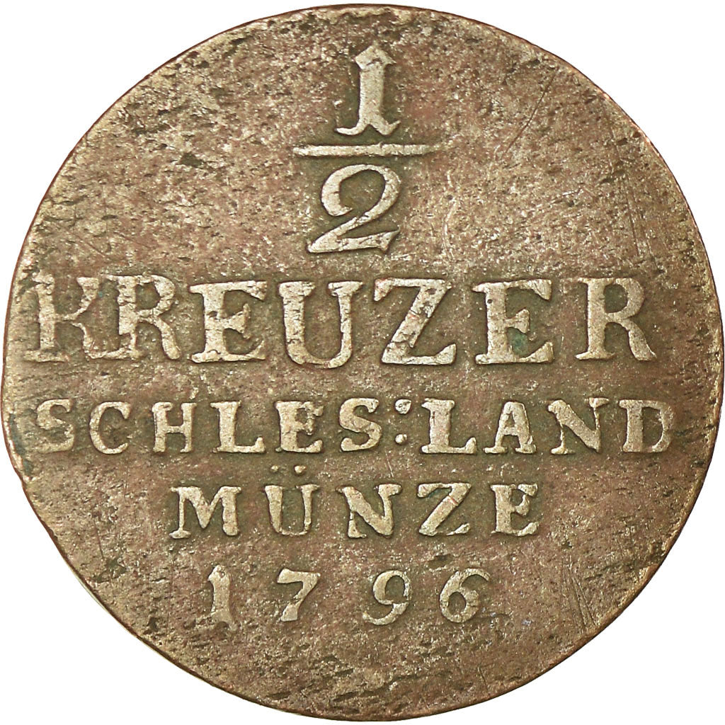 Monnaie, Etats allemands, SILESIA, Friedrich Wilhelm II, 1/2 Kreuzer, 1796, TB