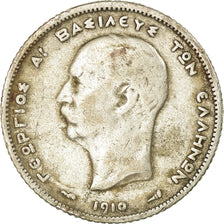 Coin, Greece, George I, Drachma, 1910, VF(30-35), Silver, KM:60