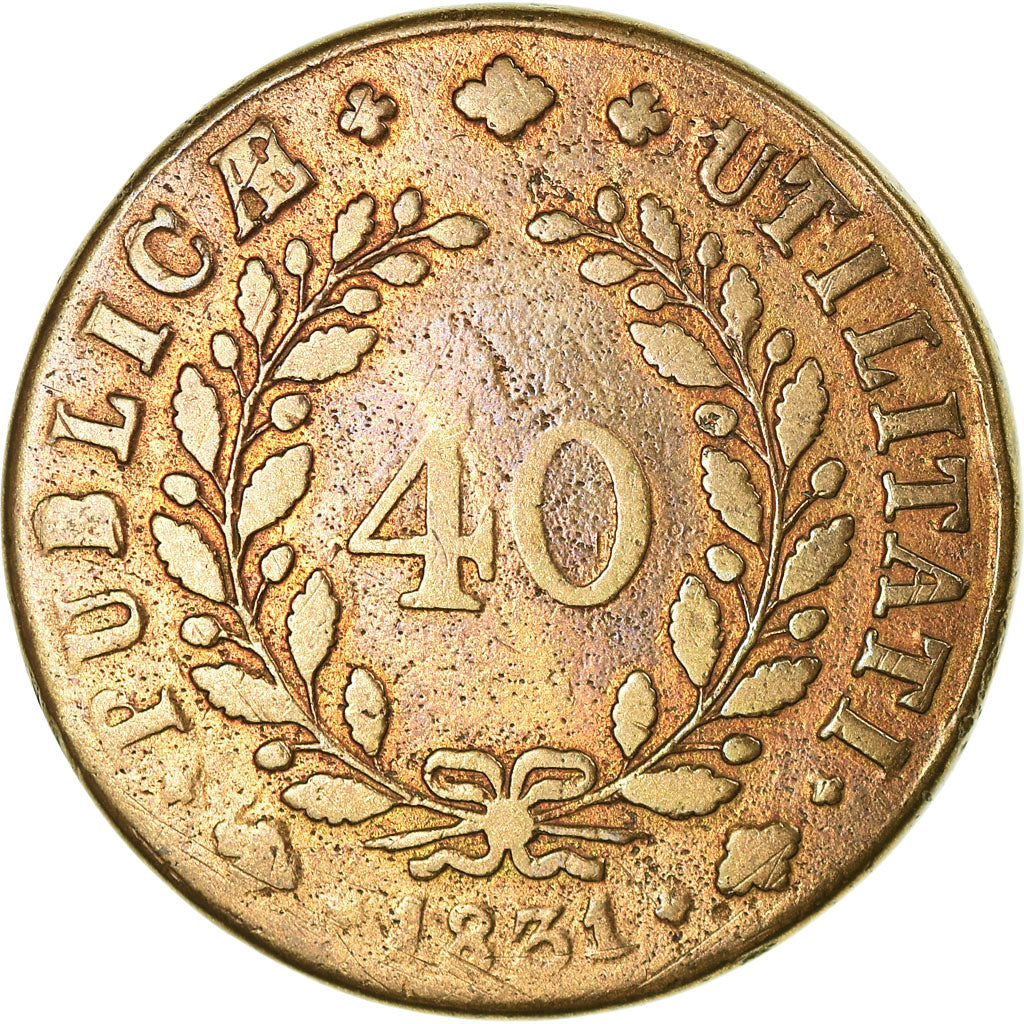 Münze, Portugal, Miguel, 40 Reis, Pataco, 1831, S+, Bronze, KM:391