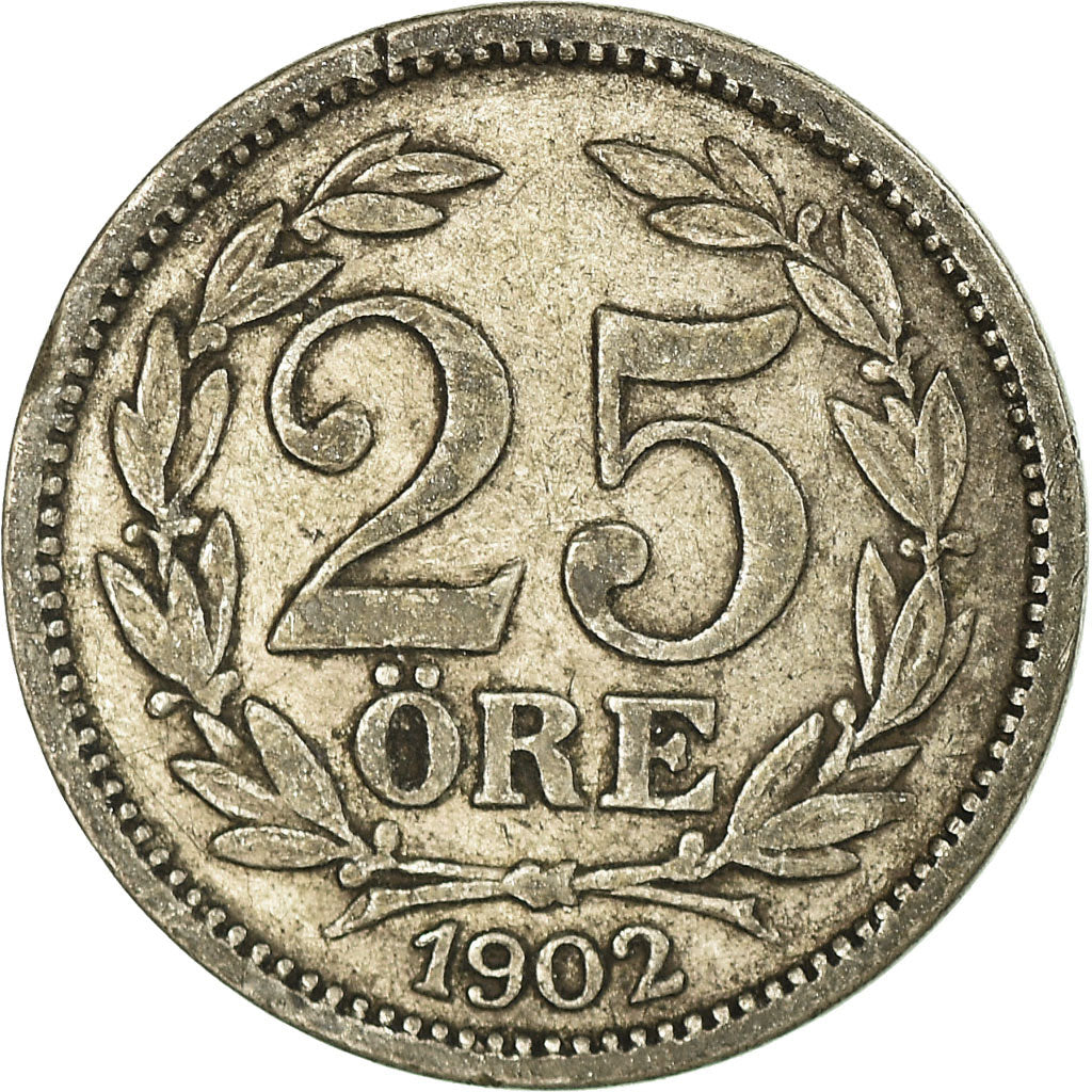 Coin, Sweden, Oscar II, 25 Öre, 1902, VF(30-35), Silver, KM:739
