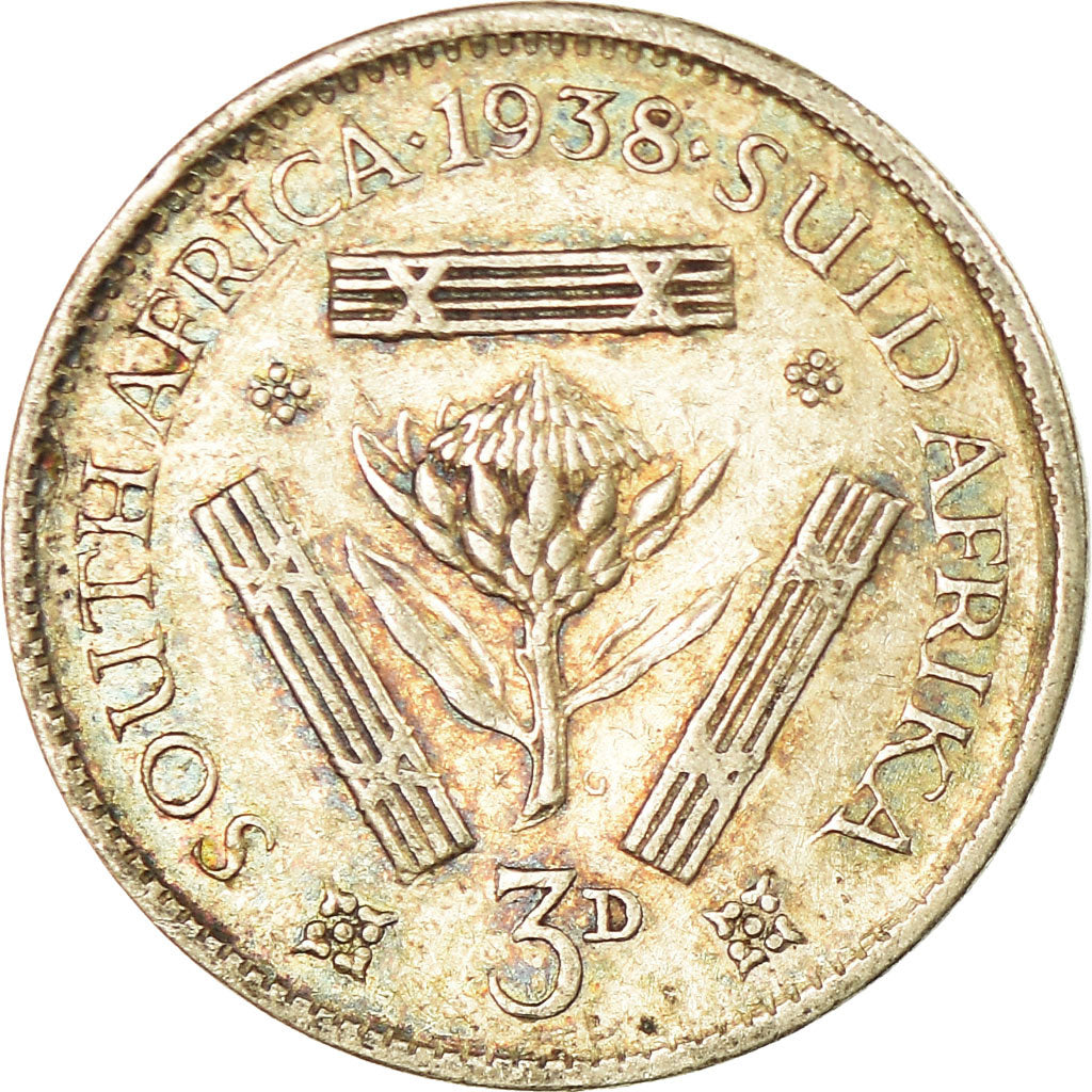 Coin, South Africa, George VI, 3 Pence, 1938, EF(40-45), Silver, KM:26