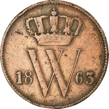 Monnaie, Pays-Bas, William III, Cent, 1863, TB+, Cuivre, KM:100