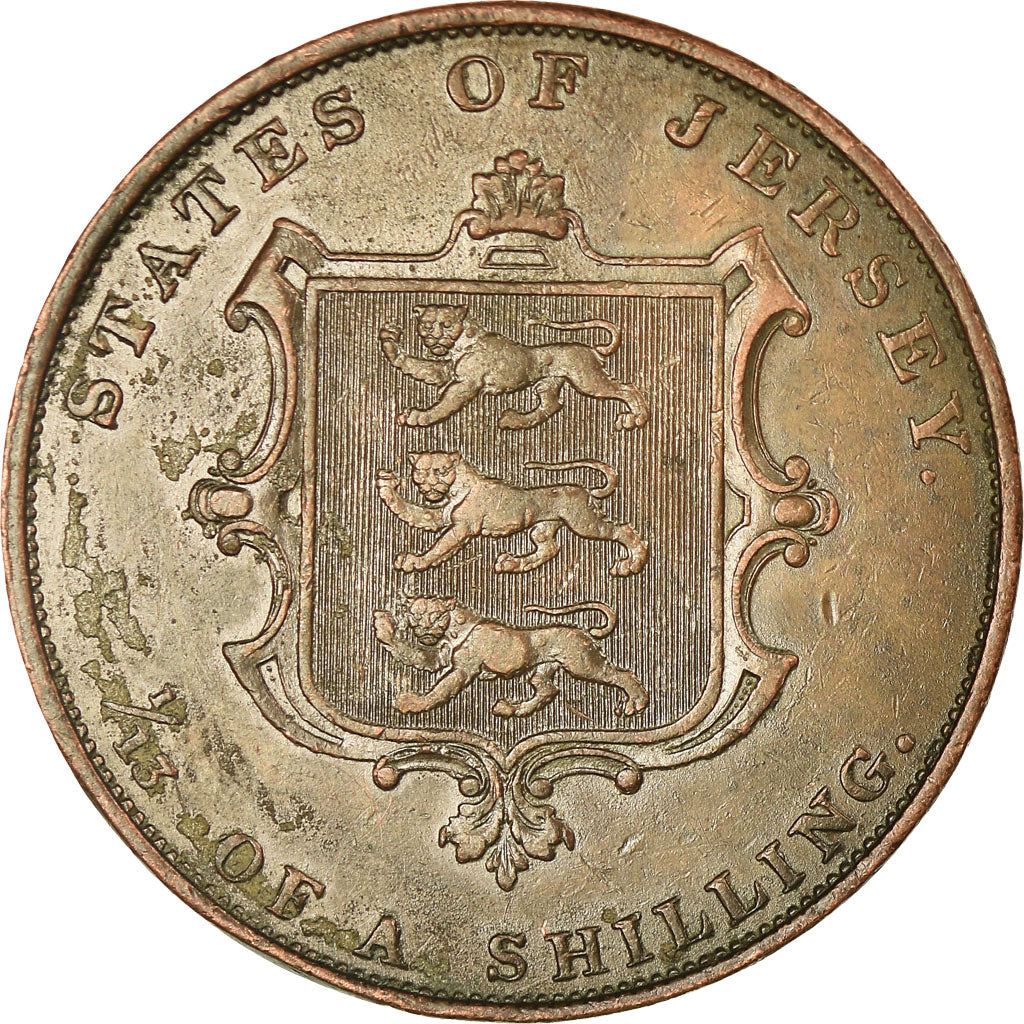 Coin, Jersey, Victoria, 1/13 Shilling, 1851, EF(40-45), Copper, KM:3