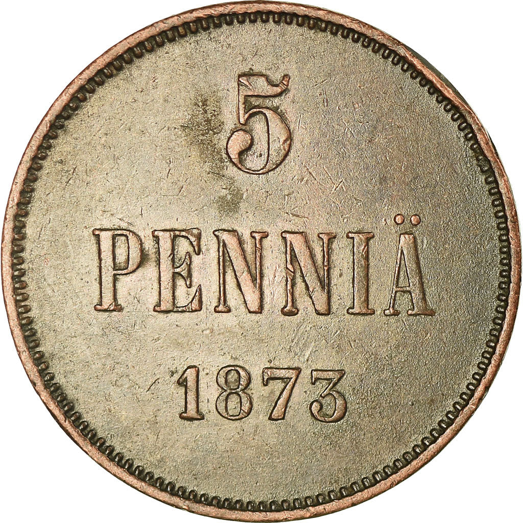 Coin, Finland, Alexander II, 5 Pennia, 1873, EF(40-45), Copper, KM:4.2