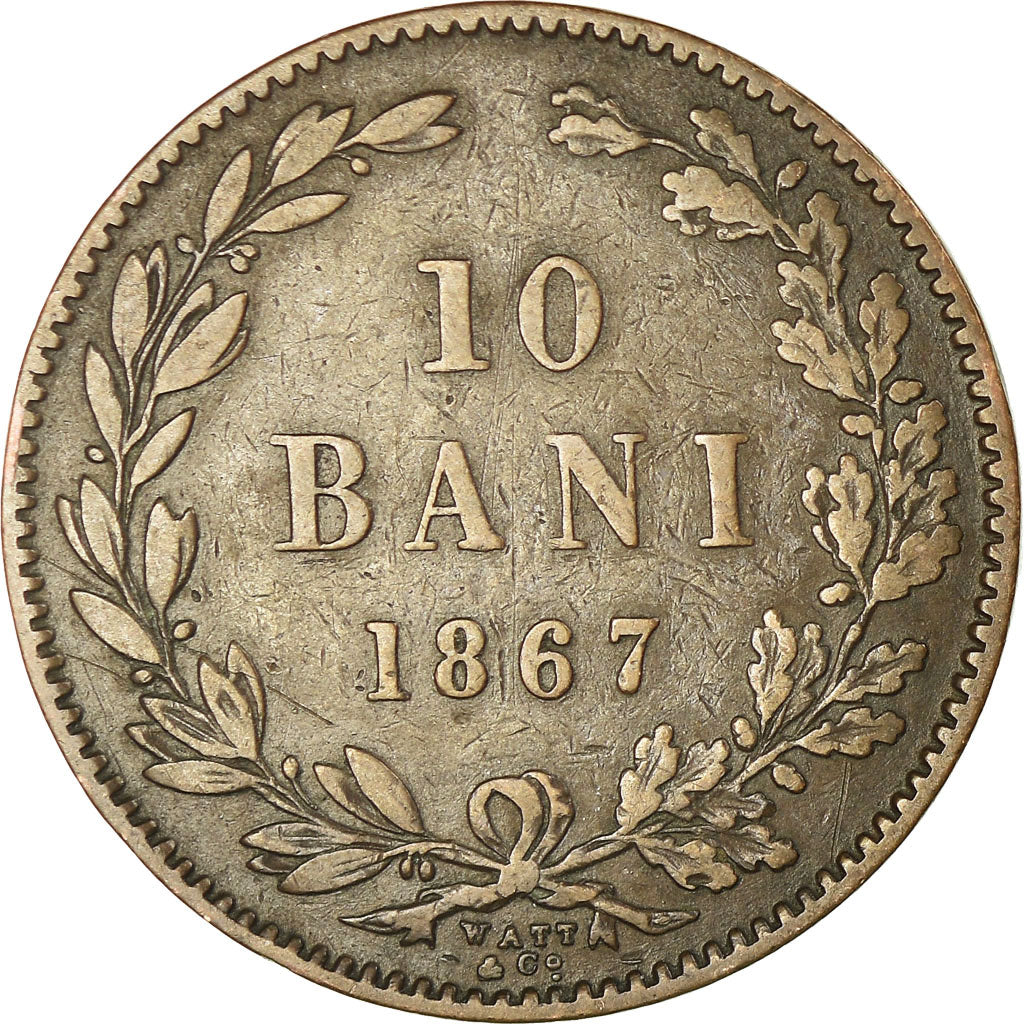 Coin, Romania, Carol I, 10 Bani, 1867, VF(30-35), Copper, KM:4.2