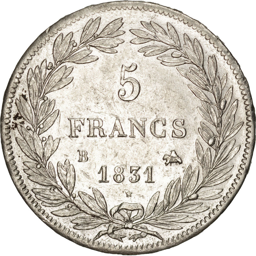 FRANCE, Louis-Philippe, 5 Francs, 1831, Rouen, KM #736.2, AU(55-58), Silver,...