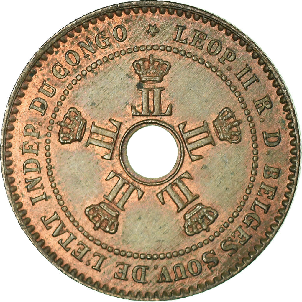 Moneta, WOLNE PAŃSTWO KONGO, Leopold II, 2 Centimes, 1888, Paris, EF(40-45)