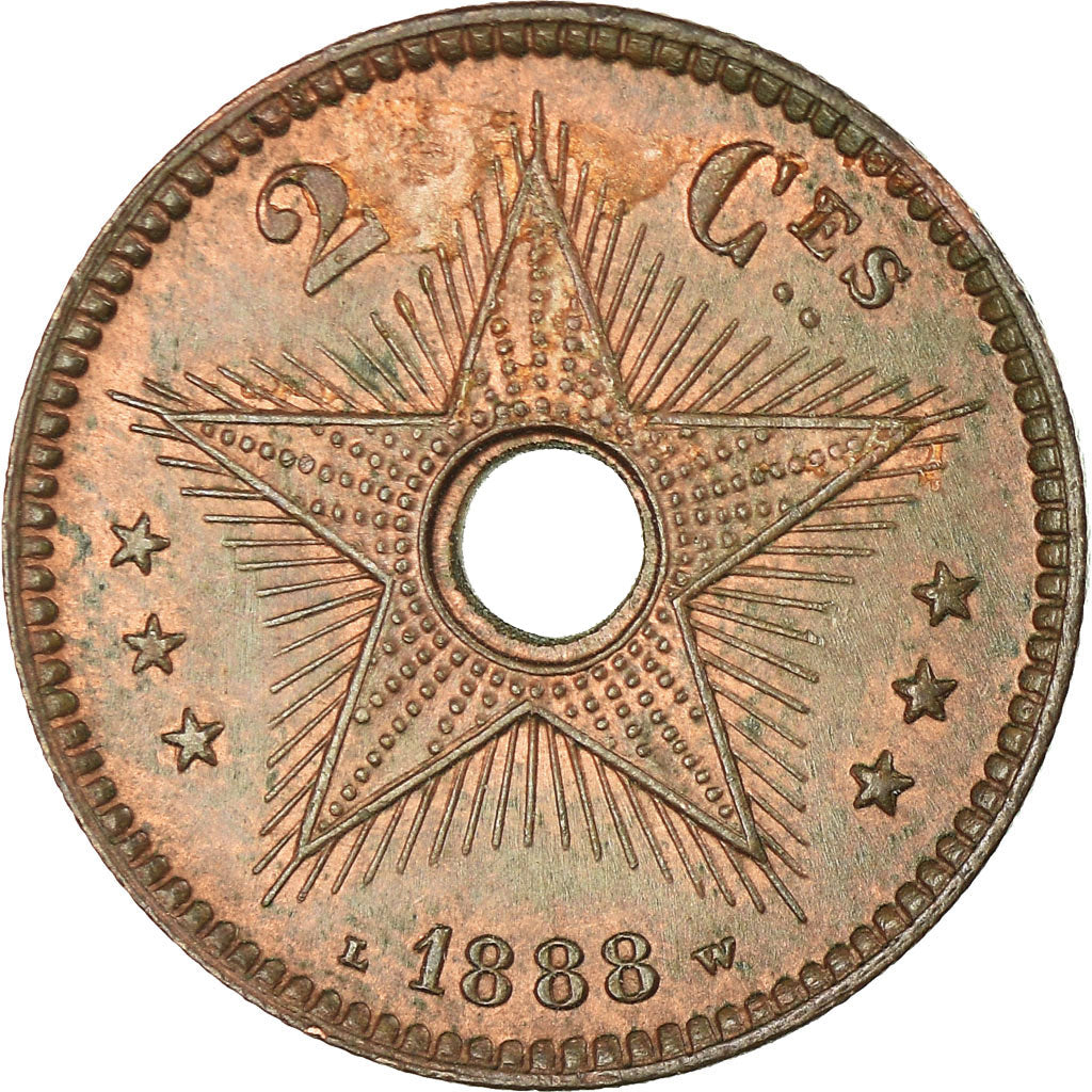 Moneta, WOLNE PAŃSTWO KONGO, Leopold II, 2 Centimes, 1888, Paris, EF(40-45)