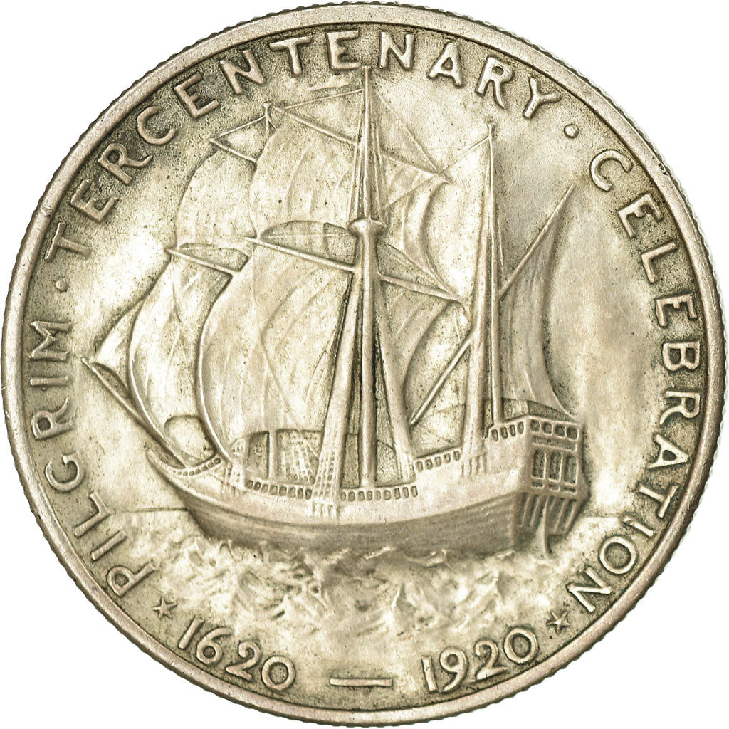 Coin, United States, Half Dollar, 1920, U.S. Mint, Philadelphia, Pilgrim