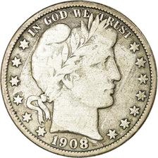 Moneta, USA, Barber Half Dollar, Half Dollar, 1908, U.S. Mint, New Orleans