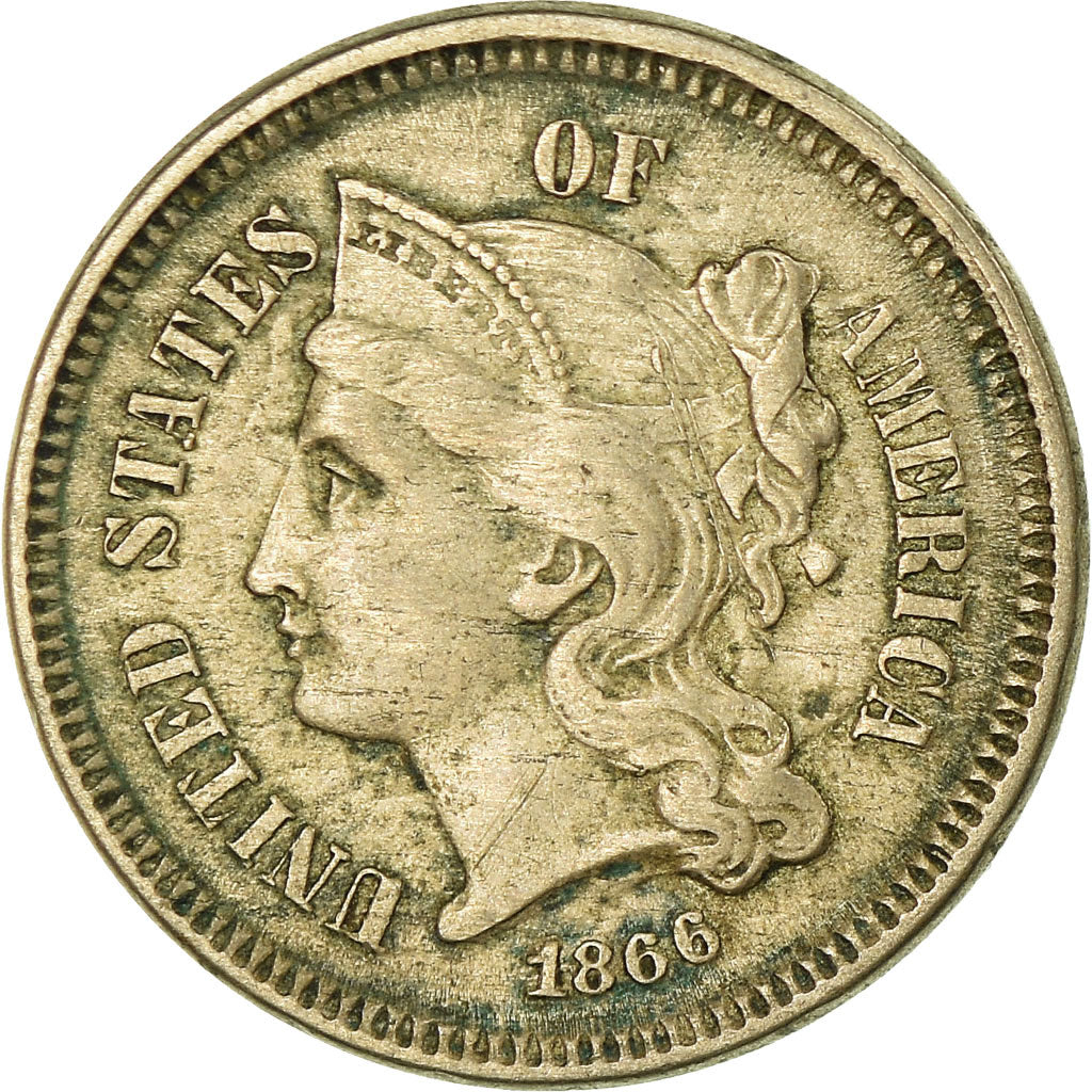 Moeda, Estados Unidos da América, Nickel 3 Cents, 1866, U.S. Mint