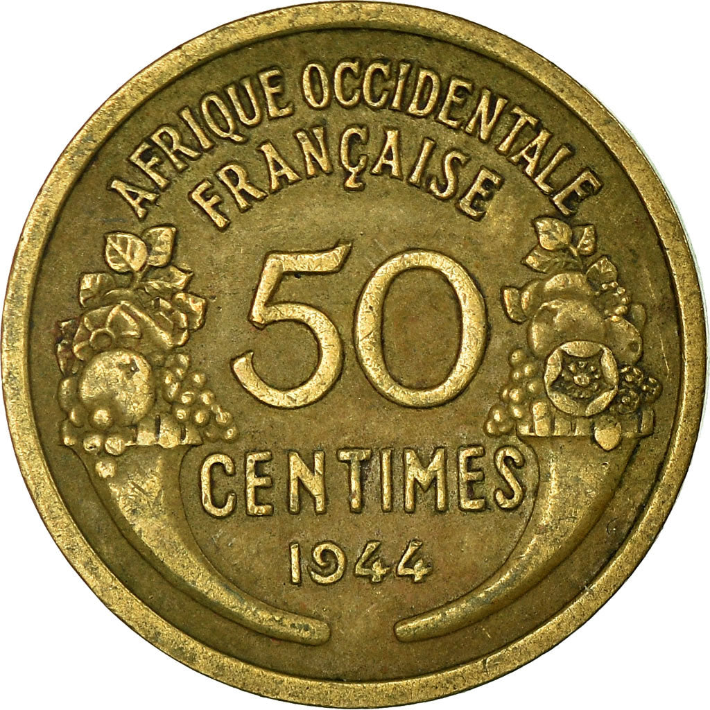 Moeda, África Ocidental Francesa, 50 Centimes, 1944, Paris, VF(30-35)