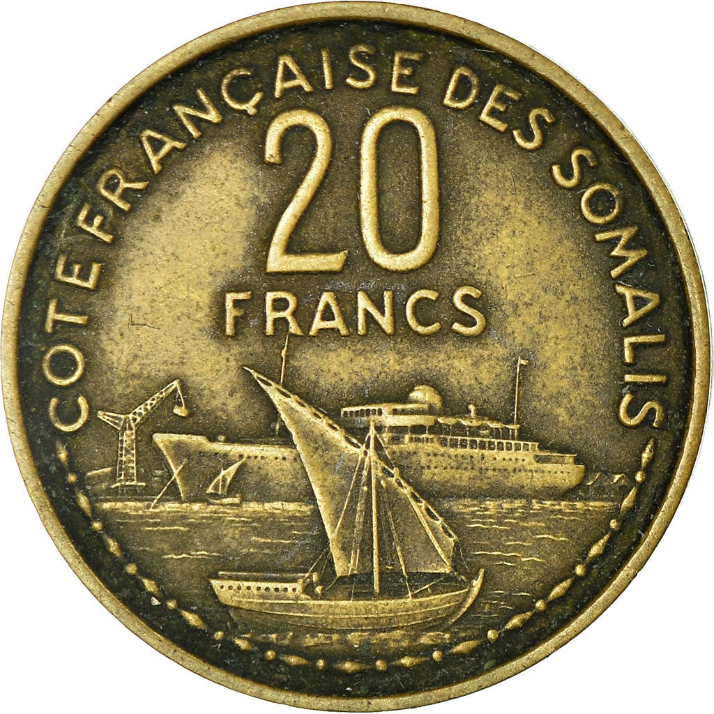 Coin, French Somaliland, 20 Francs, 1952, Paris, EF(40-45), Aluminum-Bronze