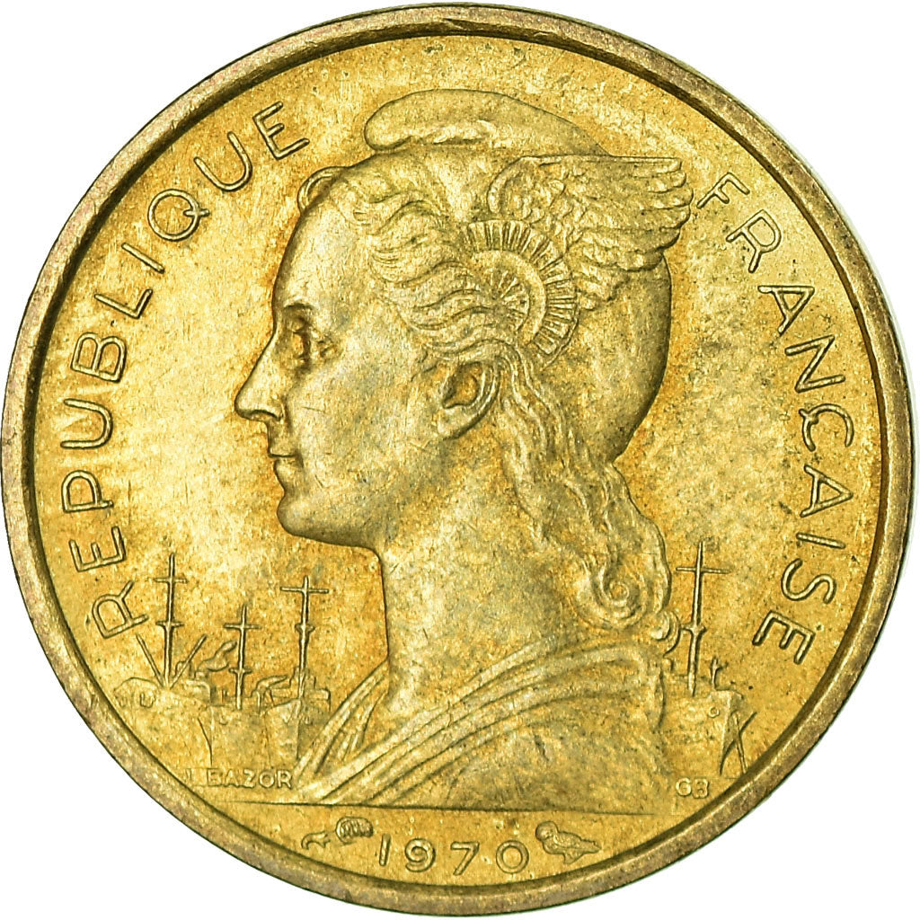 Coin, FRENCH AFARS & ISSAS, 10 Francs, 1970, Paris, EF(40-45), Aluminum-Bronze