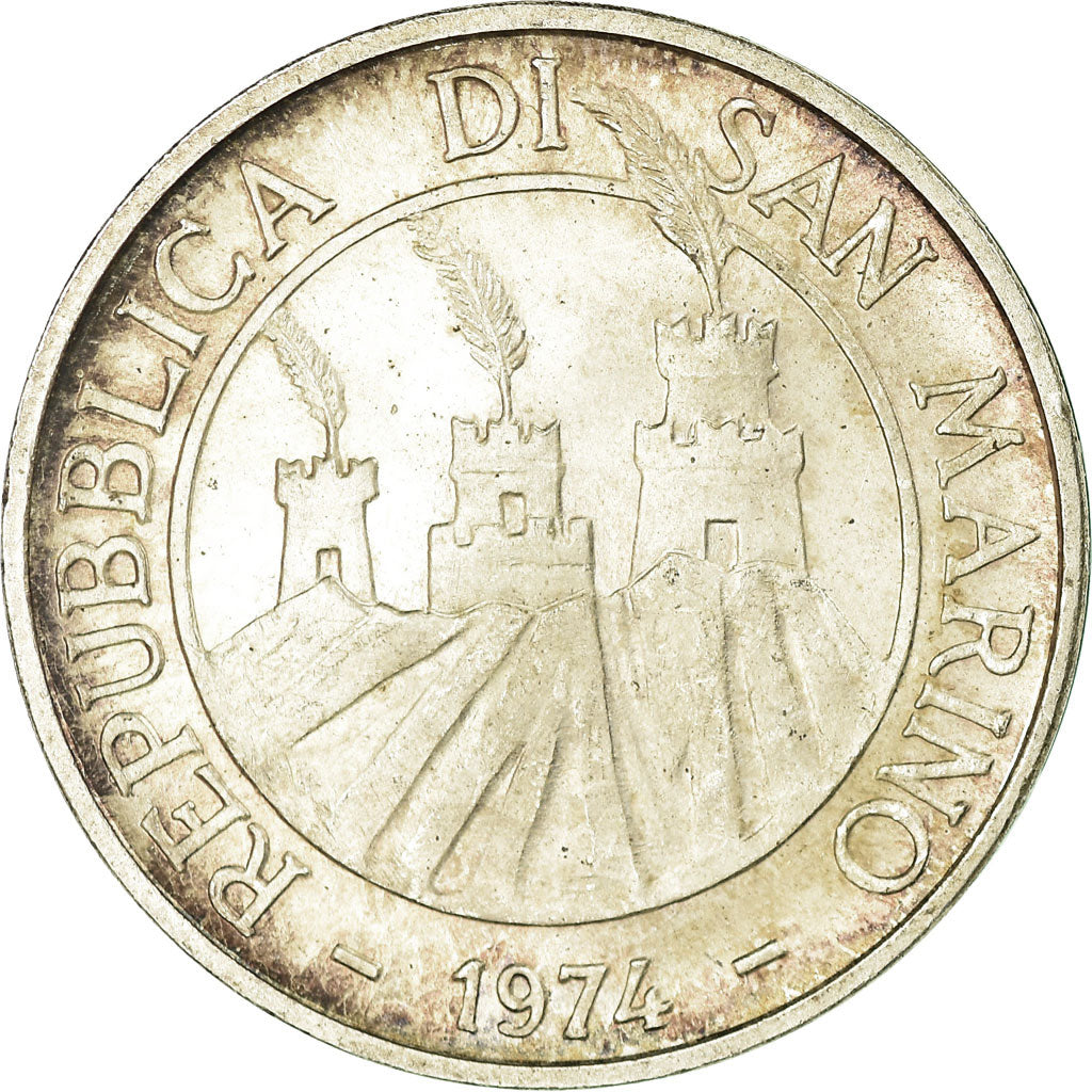 Moeda, San Marino, 500 Lire, 1974, Rome, AU(55-58), Prata, KM:37