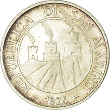 Moeda, San Marino, 500 Lire, 1974, Rome, AU(55-58), Prata, KM:37