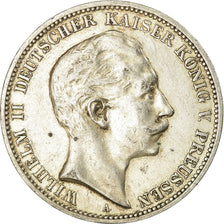 Moeda, Estados Alemães, PRUSSIA, Wilhelm II, 3 Mark, 1910, Berlin, AU(50-53)
