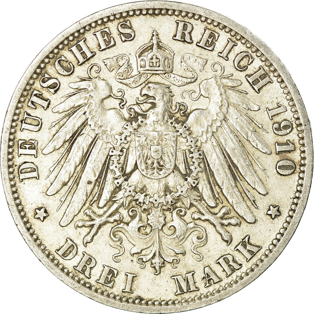 Munten, Duitse staten, PRUSSIA, Wilhelm II, 3 Mark, 1910, Berlin, ZF+, Zilver
