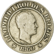 Moneta, Belgia, Leopold I, 20 Centimes, 1860, VF(20-25), Miedź-Nikiel, KM:20